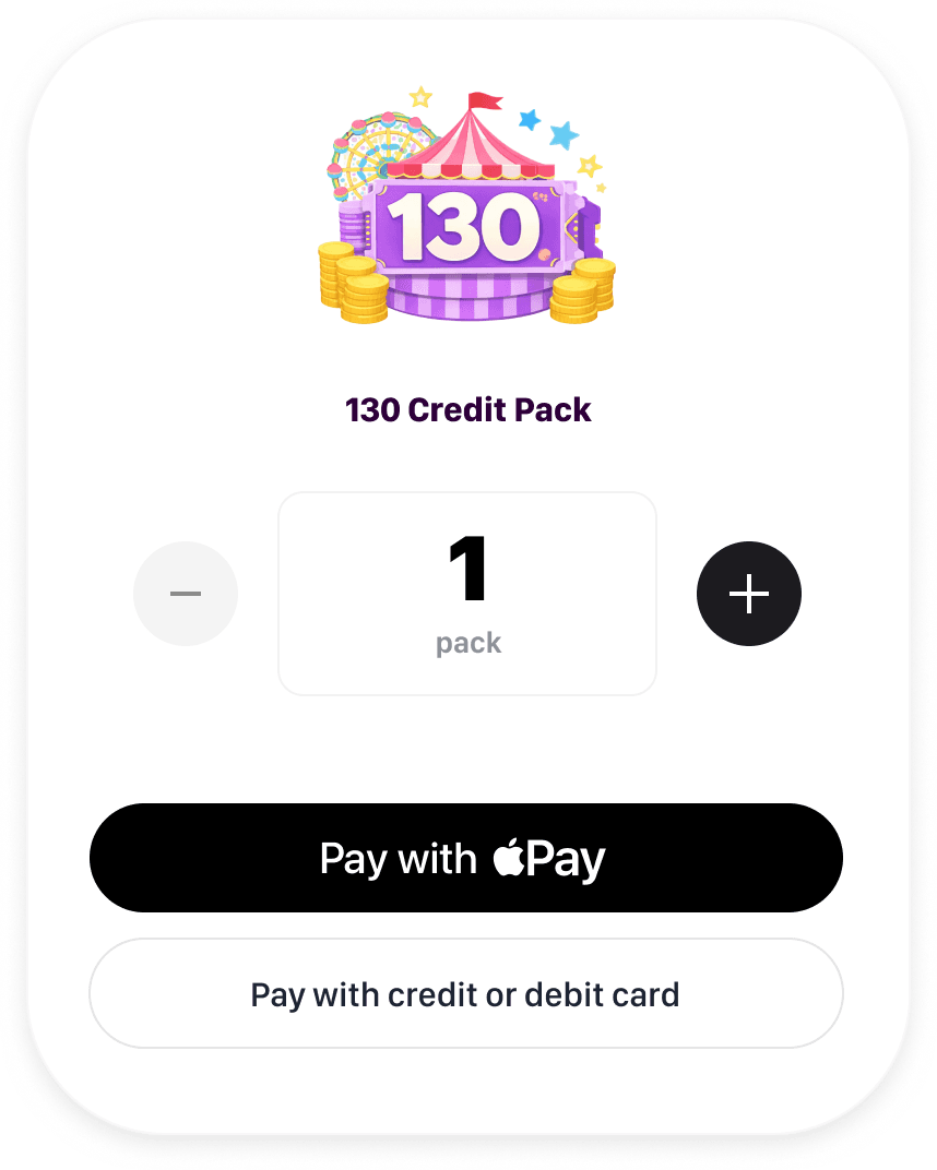 Credit pack top-up screen