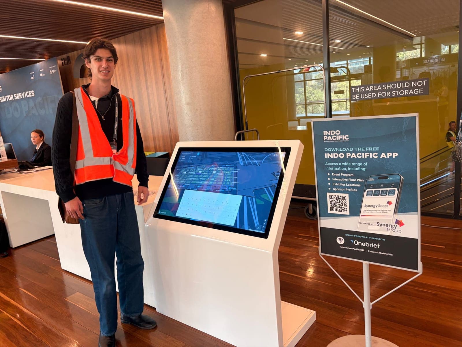 Indo-Pacific 2025 app kiosk and wayfinding station at ICC Sydney