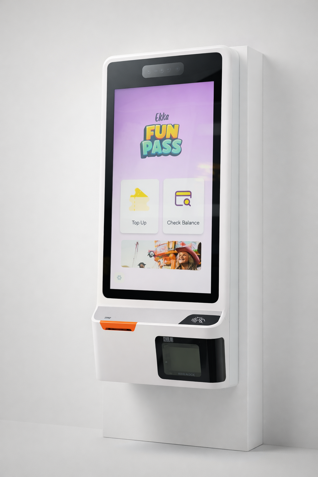 Ludo self-service kiosk with Ekka Fun Pass interface